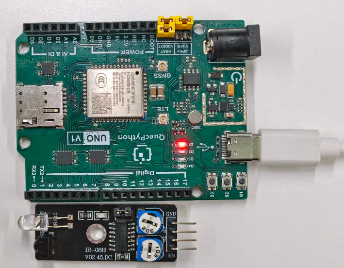 初学者视角体验：【EC800X Duino 开发板】传感器体验-障碍检测！